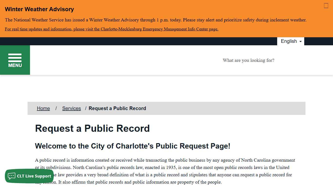 Request a Public Record - City of Charlotte