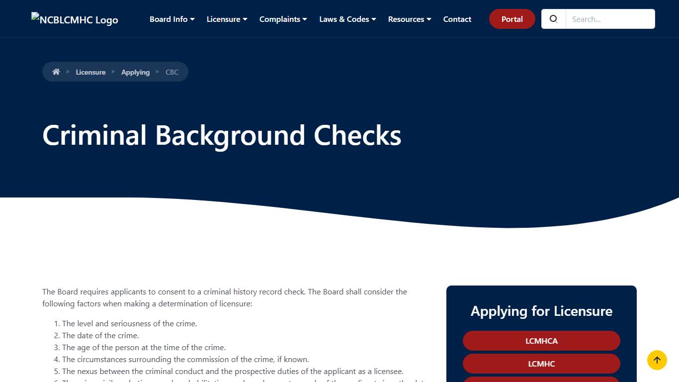 Criminal Background Checks North Carolina Board of Licensed Clinical Mental Health Counselors